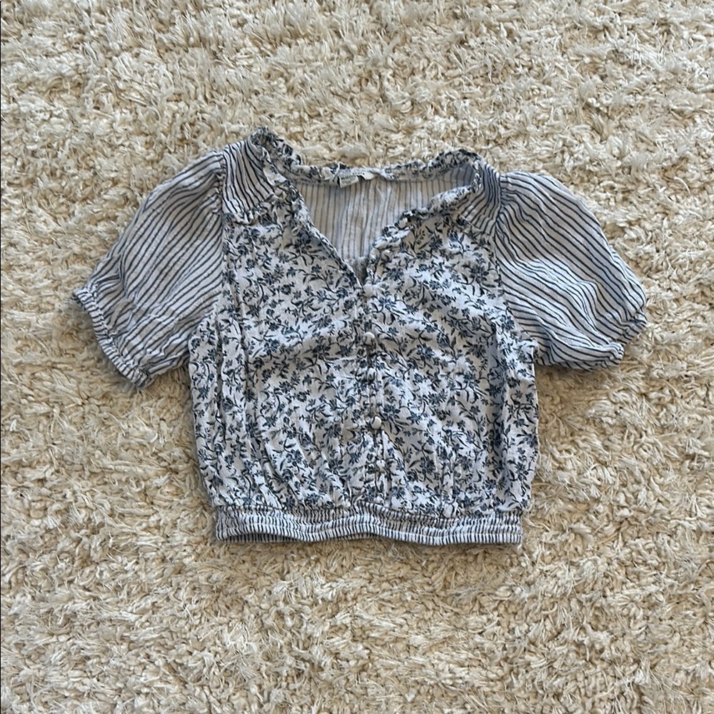 American Floral and Striped Women's Top